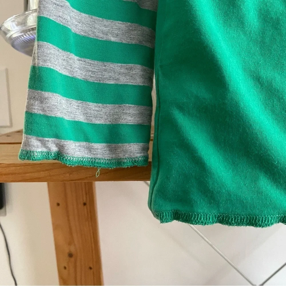 Mini Boden Green Snail Race Stripe Reversible Long Sleeve Shirt - Picture 7 of 15